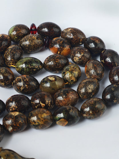 Sea Green Baltic Amber Rosary – 33 + 3 Beads | Pigeon Egg Shape