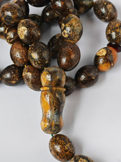 Sea Green Baltic Amber Rosary – 33 + 3 Beads | Pigeon Egg Shape
