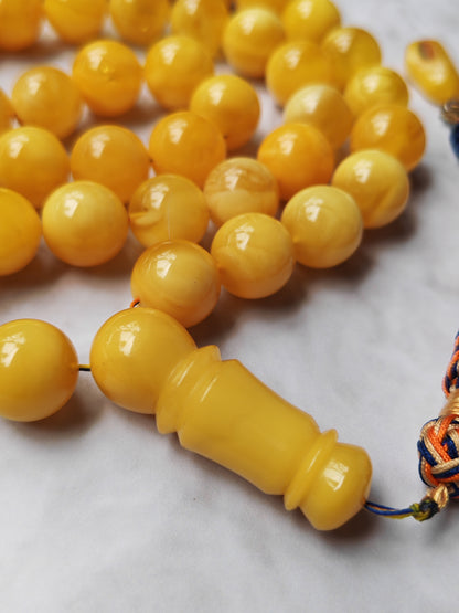 Large Butterscotch & Honey Baltic Amber Tasbih – 13–13.5mm Statement Beads