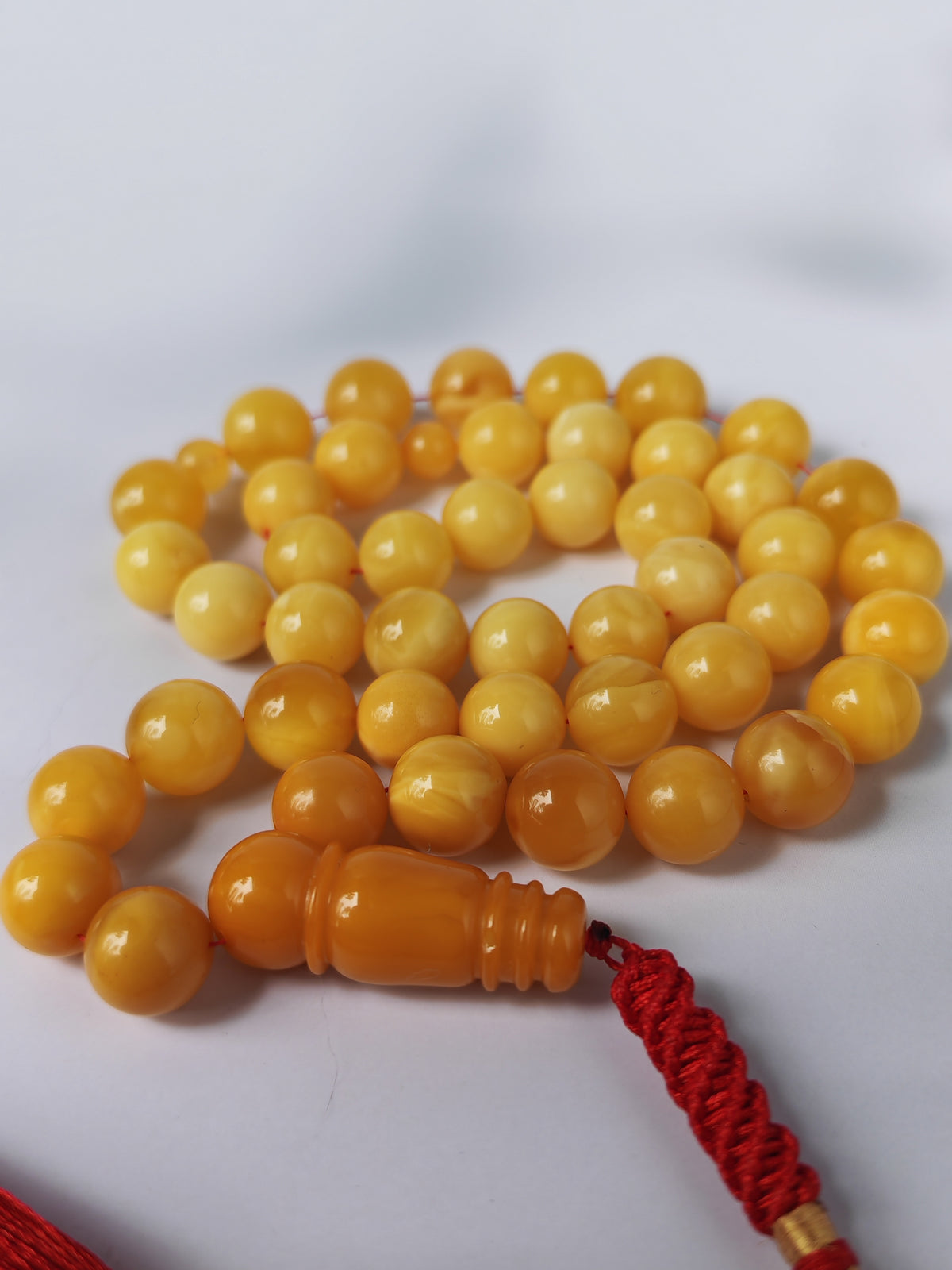Natural Baltic Amber Misbah – 45 Beads | 10mm | Gradient Colors