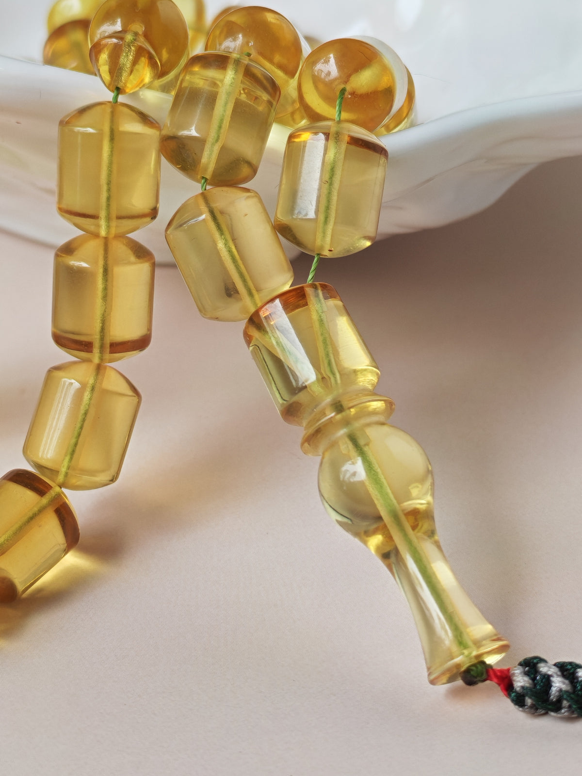 Transparent Citron Amber Misbah – 45 Beads