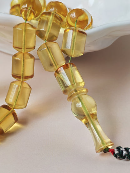 Transparent Citron Amber Misbah – 45 Beads