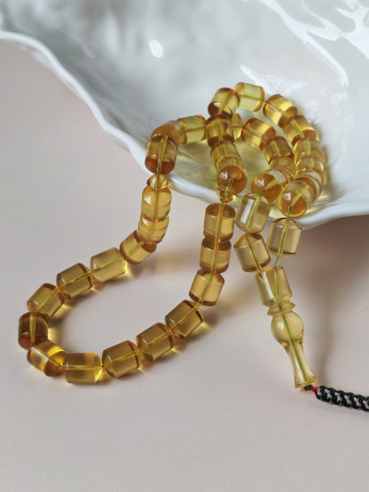 Transparent Citron Amber Misbah – 45 Beads