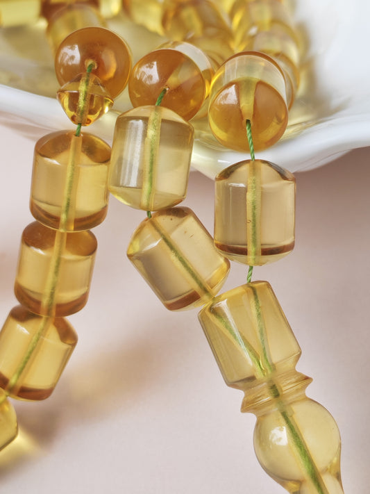 Transparent Citron Amber Misbah – 45 Beads