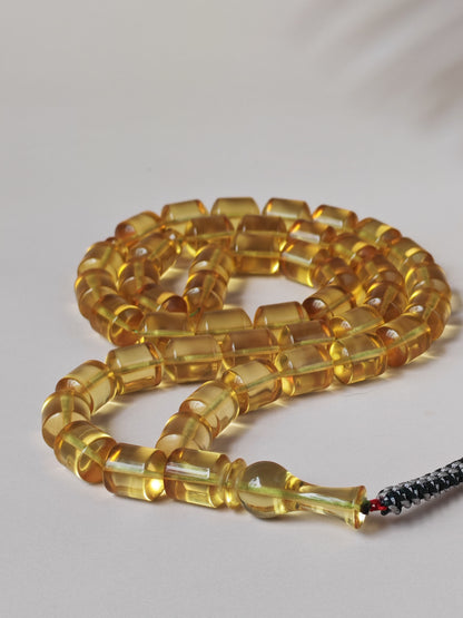Transparent Citron Amber Misbah – 45 Beads