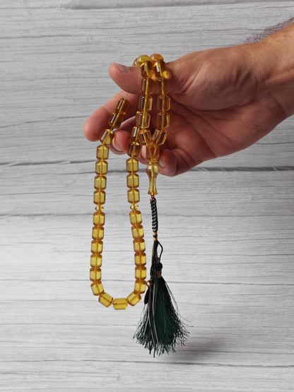 Transparent Citron Amber Misbah – 45 Beads