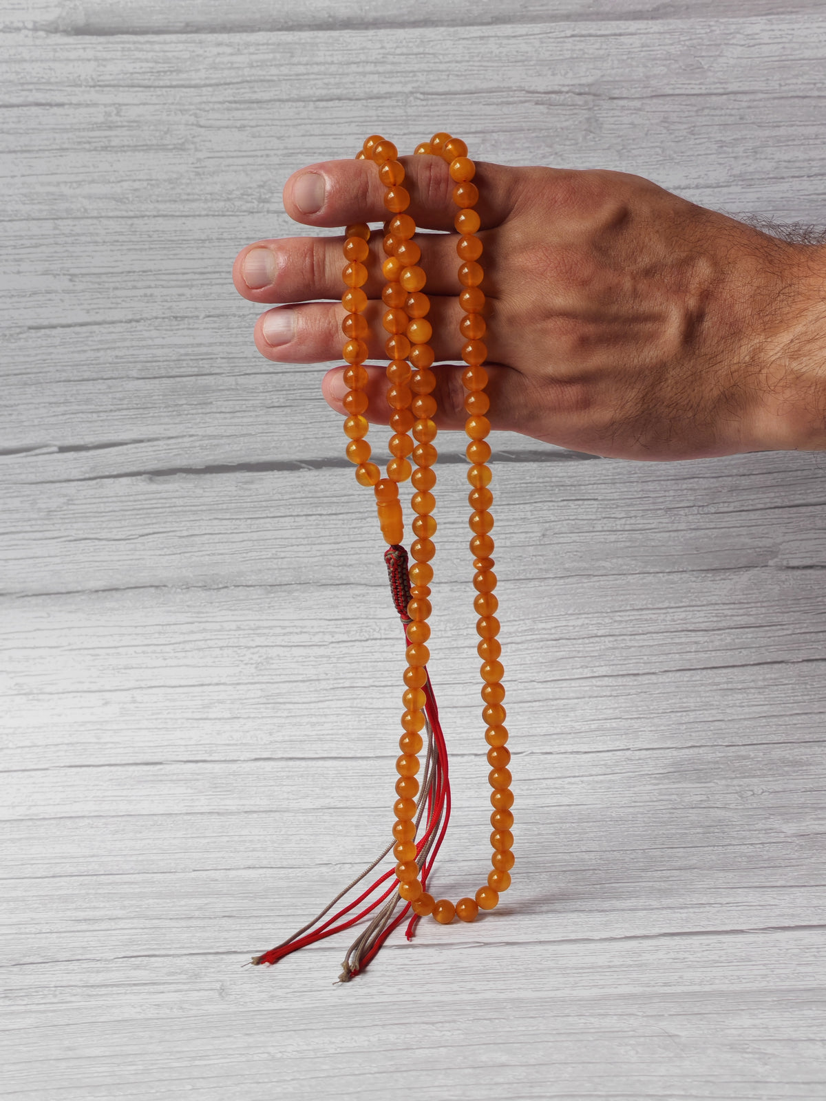 Natural Aged Honey Amber Rosary in Half Half Pattern Pocket Size 99 Beads