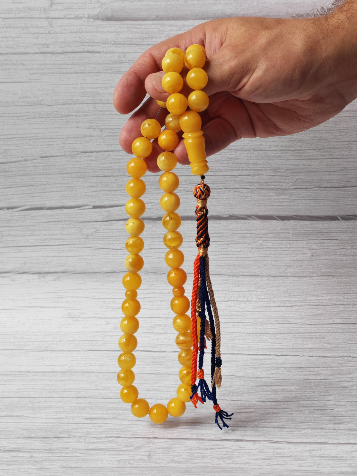 Large Butterscotch & Honey Baltic Amber Tasbih – 13–13.5mm Statement Beads