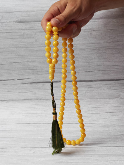 Natural Butterscotch Baltic Amber Misbah | 66 Beads | 11.8–12mm | Rich Tones | 64.6g