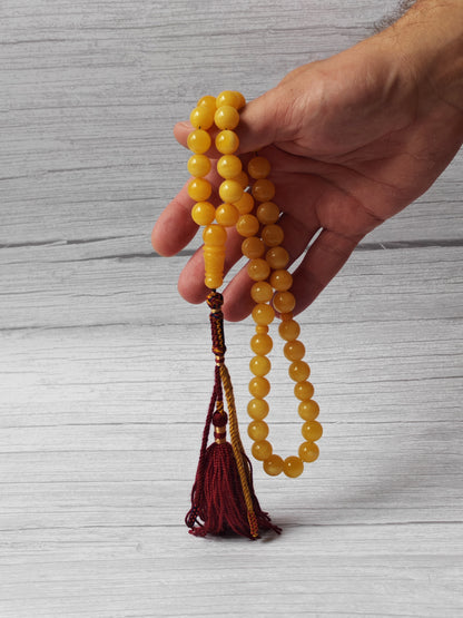 Natural Baltic Amber Rosary – 45 Beads | 12mm | Butterscotch & Cream