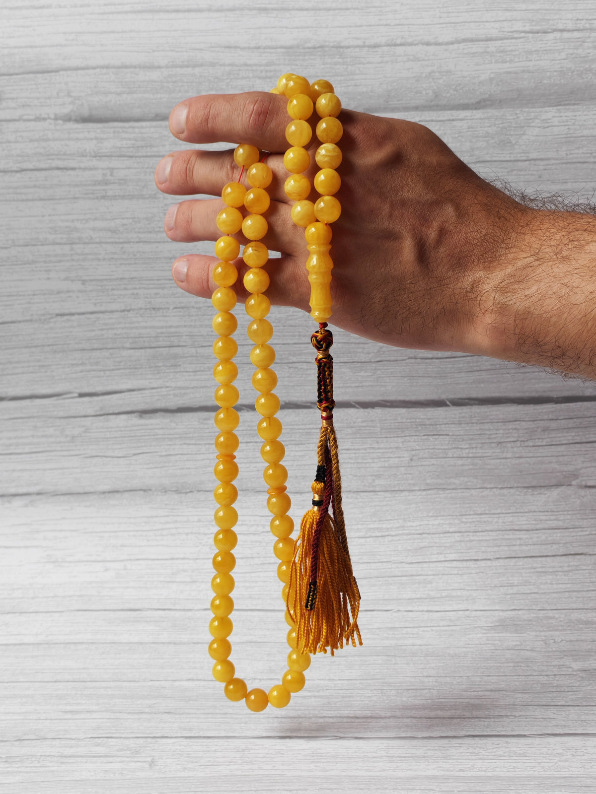 Natural Butterscotch Baltic Amber Misbah | 66 Round Beads | 11mm | Unique Imami | 53.2g