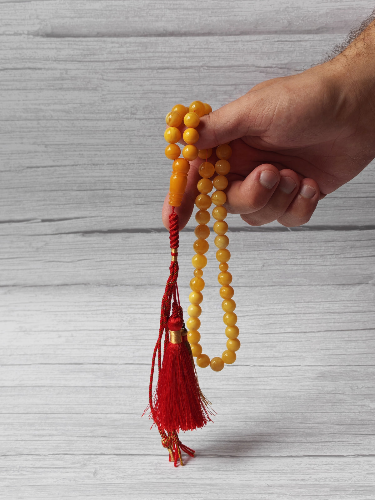 Natural Baltic Amber Misbah – 45 Beads | 10mm | Gradient Colors