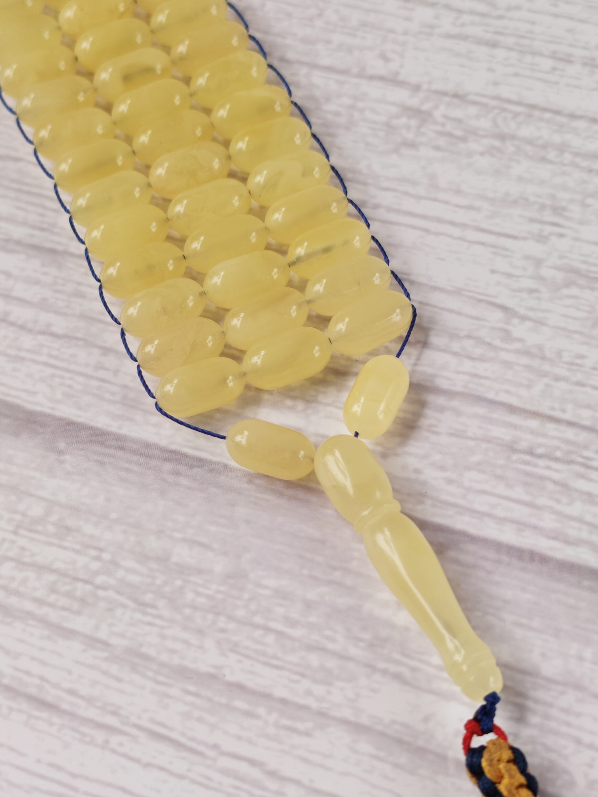 Milk & Cloudy Baltic Amber Misbah | 69 Capsule Beads | Flat Design | 11.7 x 6.4mm | 21.9g