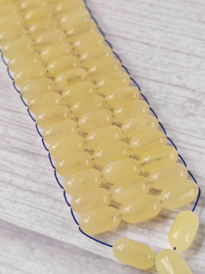 Milk & Cloudy Baltic Amber Misbah | 69 Capsule Beads | Flat Design | 11.7 x 6.4mm | 21.9g