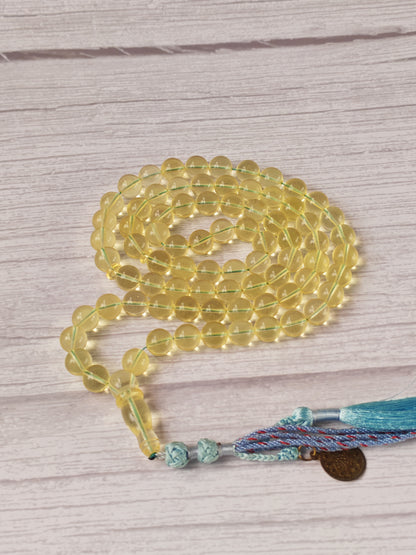 Natural Transparent Glass Clear Baltic Amber Misbah | 78 Round Beads | 9.7mm | 41.1g