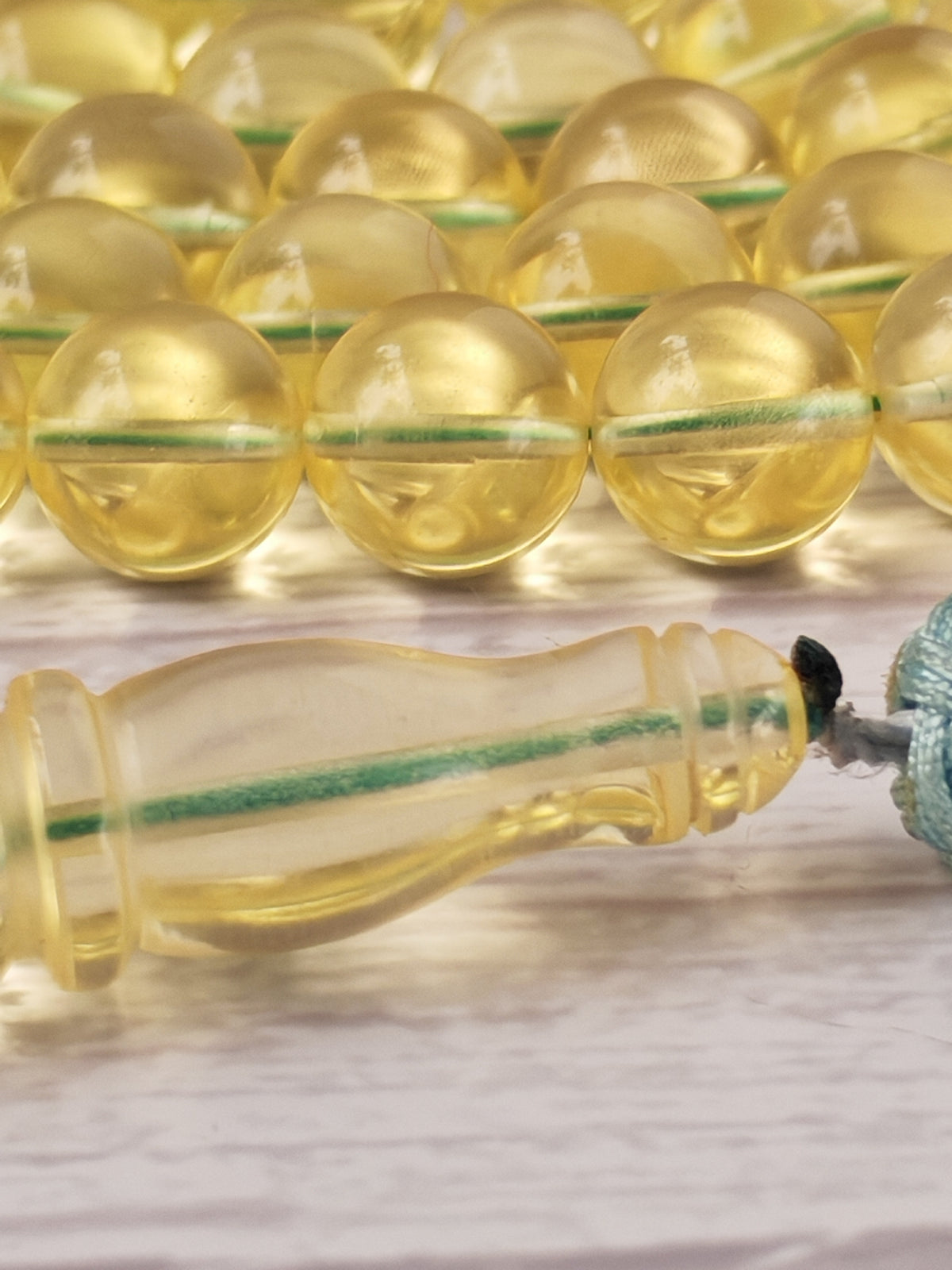 Natural Transparent Glass Clear Baltic Amber Misbah | 78 Round Beads | 9.7mm | 41.1g