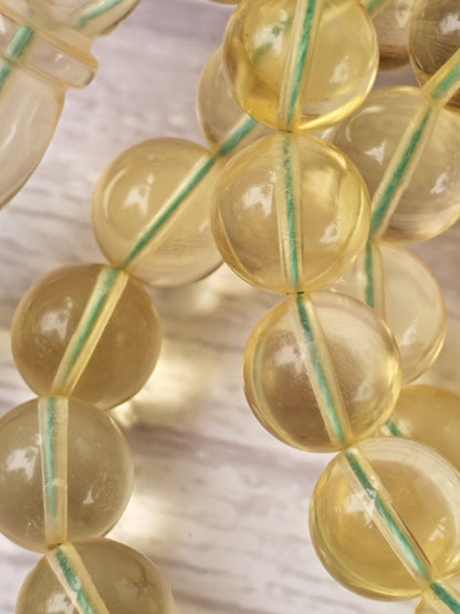 Natural Transparent Glass Clear Baltic Amber Misbah | 78 Round Beads | 9.7mm | 41.1g