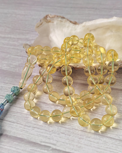 Natural Transparent Glass Clear Baltic Amber Misbah | 78 Round Beads | 9.7mm | 41.1g