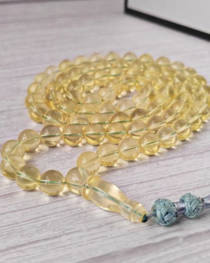 Natural Transparent Glass Clear Baltic Amber Misbah | 78 Round Beads | 9.7mm | 41.1g