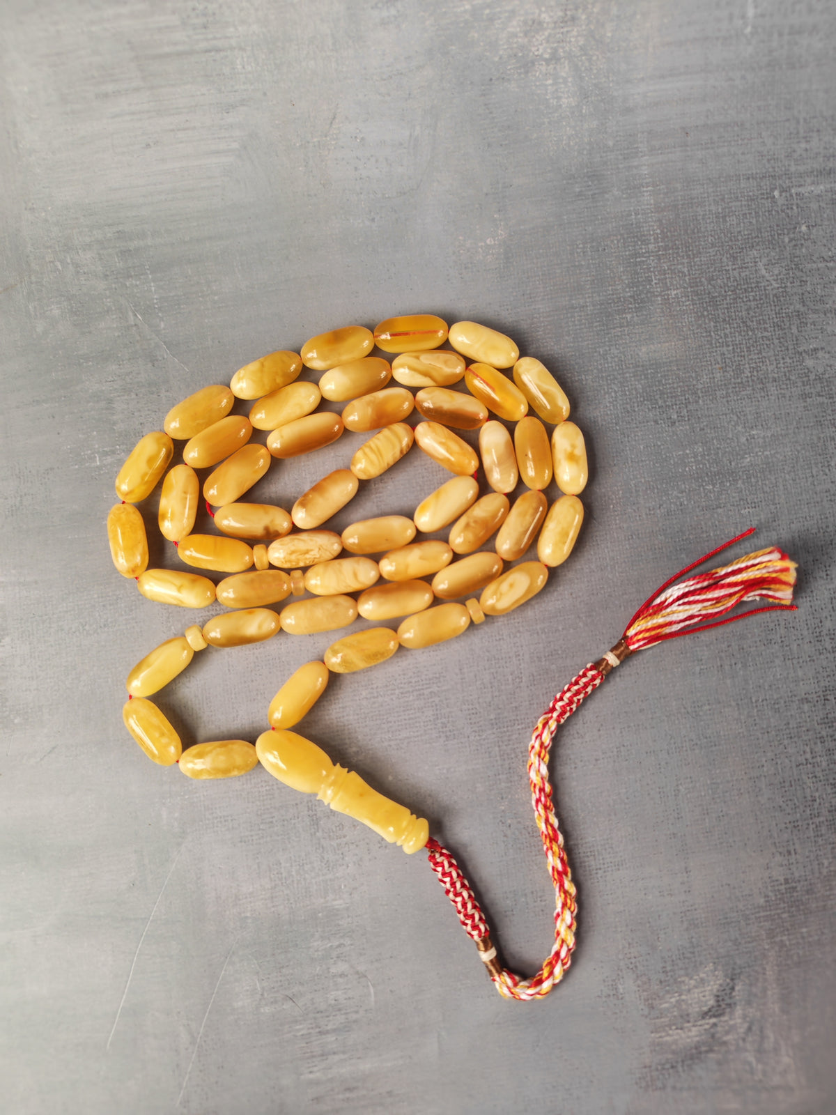 Milk & Honey Baltic Amber Rosary | 47 Capsule Beads | White Inclusions | 40.2g