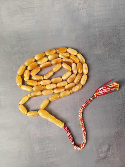 Milk & Honey Baltic Amber Rosary | 47 Capsule Beads | White Inclusions | 40.2g