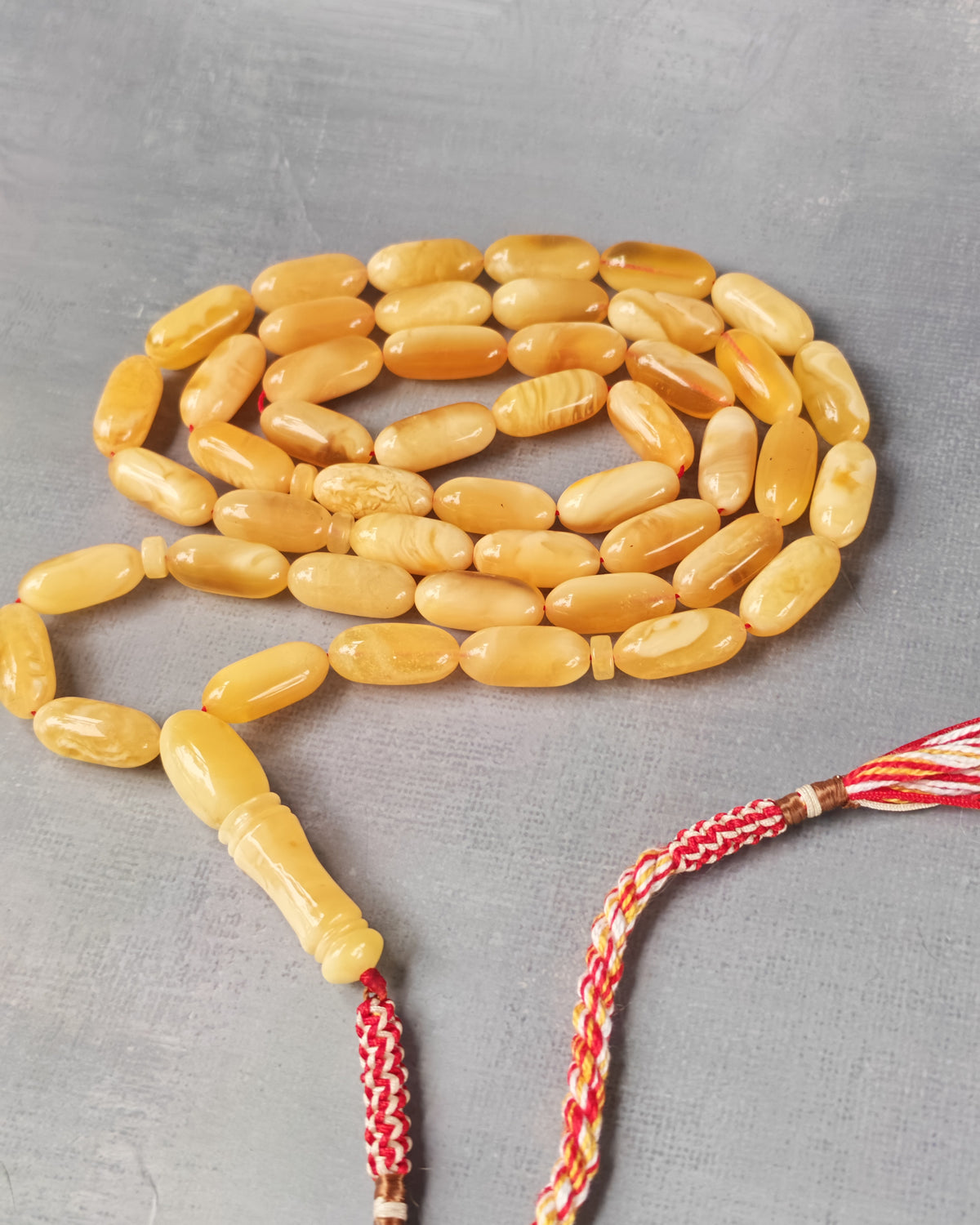 Milk & Honey Baltic Amber Rosary | 47 Capsule Beads | White Inclusions | 40.2g