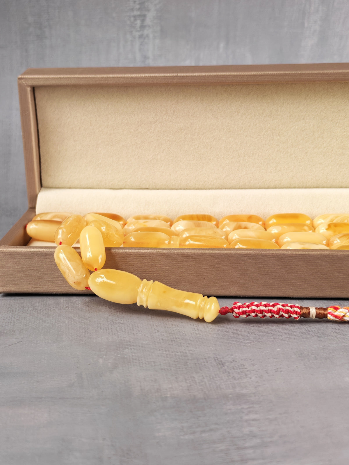 Milk & Honey Baltic Amber Rosary | 47 Capsule Beads | White Inclusions | 40.2g
