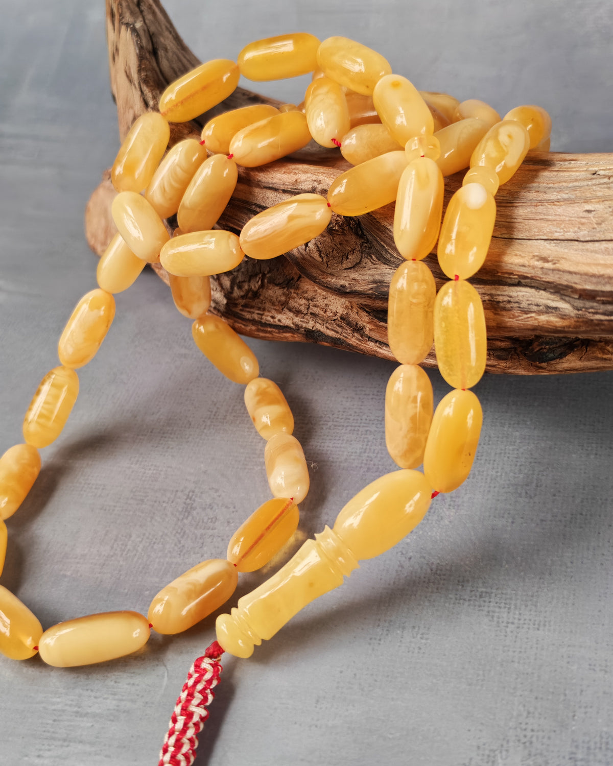 Milk & Honey Baltic Amber Rosary | 47 Capsule Beads | White Inclusions | 40.2g