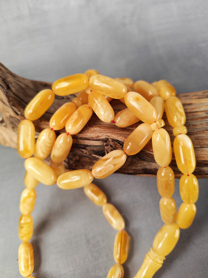 Milk & Honey Baltic Amber Rosary | 47 Capsule Beads | White Inclusions | 40.2g