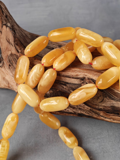 Milk & Honey Baltic Amber Rosary | 47 Capsule Beads | White Inclusions | 40.2g