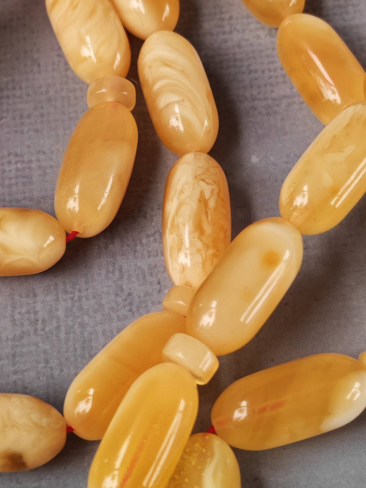 Milk & Honey Baltic Amber Rosary | 47 Capsule Beads | White Inclusions | 40.2g
