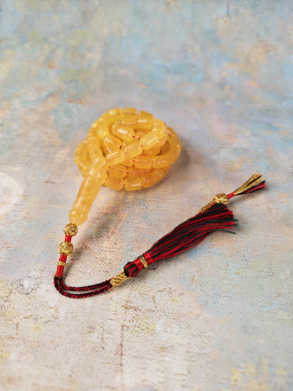 Natural Butterscotch Citron Baltic Amber Misbah | 91 Barrel Beads | 10 x 7 mm | 34.7g