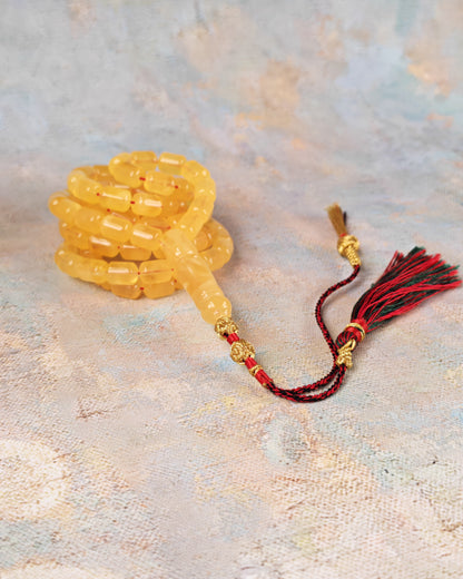 Natural Butterscotch Citron Baltic Amber Misbah | 91 Barrel Beads | 10 x 7 mm | 34.7g