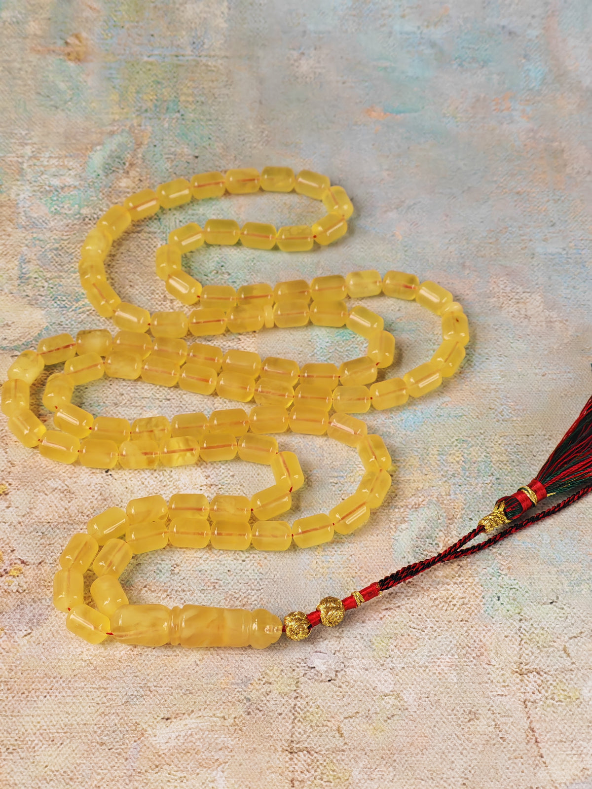 Natural Butterscotch Citron Baltic Amber Misbah | 91 Barrel Beads | 10 x 7 mm | 34.7g