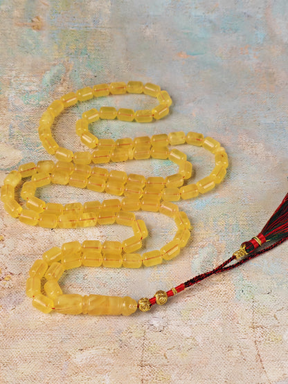 Natural Butterscotch Citron Baltic Amber Misbah | 91 Barrel Beads | 10 x 7 mm | 34.7g