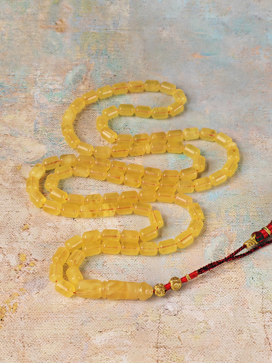 Natural Butterscotch Citron Baltic Amber Misbah | 91 Barrel Beads | 10 x 7 mm | 34.7g