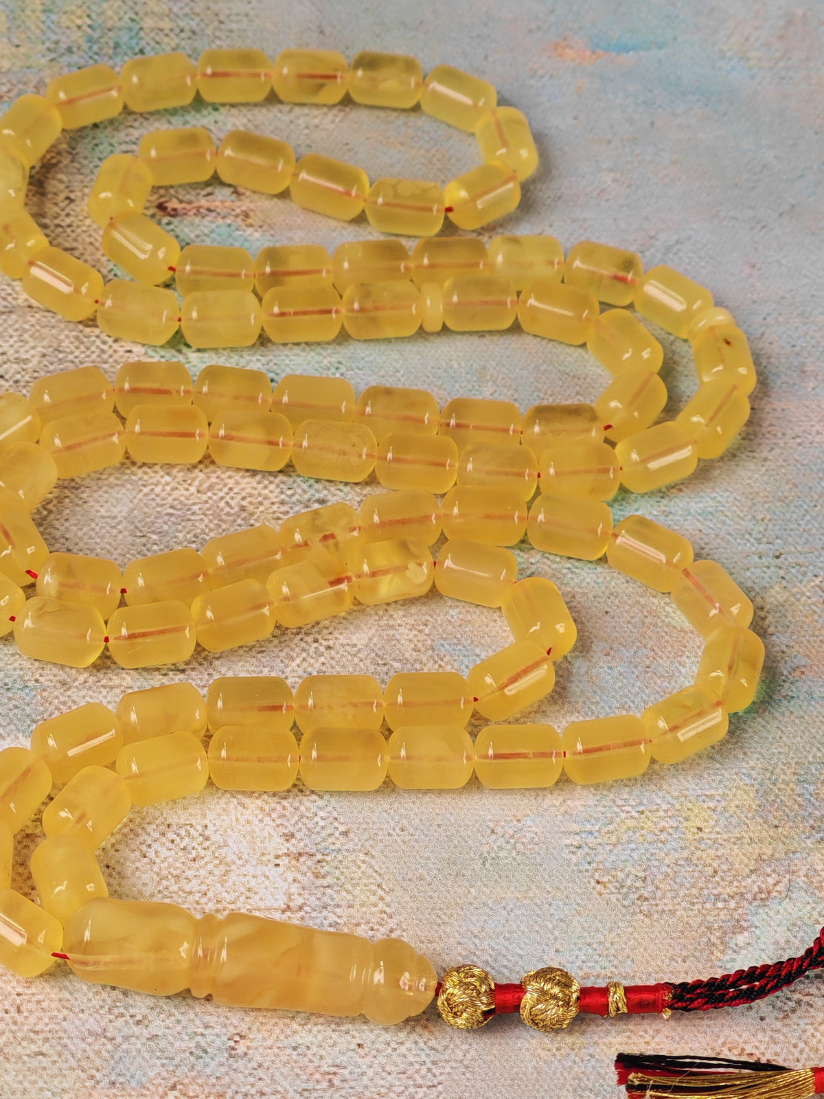 Natural Butterscotch Citron Baltic Amber Misbah | 91 Barrel Beads | 10 x 7 mm | 34.7g