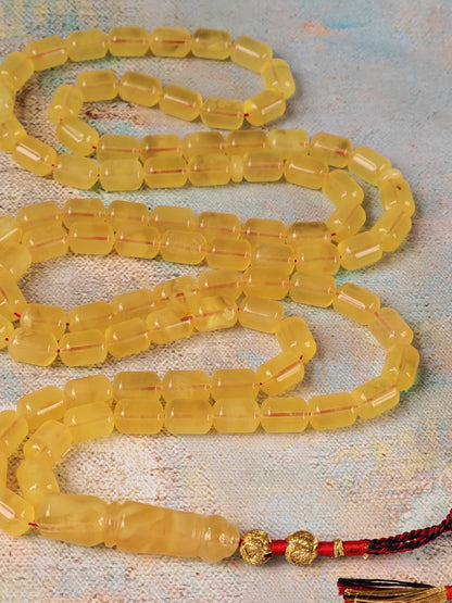 Natural Butterscotch Citron Baltic Amber Misbah | 91 Barrel Beads | 10 x 7 mm | 34.7g