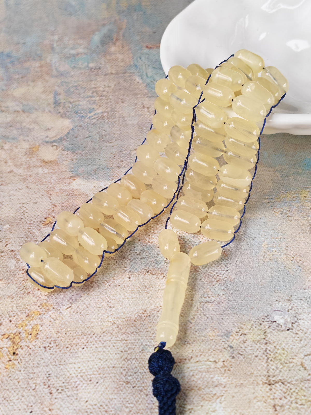 Milk Baltic Amber Rosary | 66+3 Capsule Beads | Flat Design| 11.6 x 6.8mm | 26g