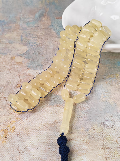 Milk Baltic Amber Rosary | 66+3 Capsule Beads | Flat Design| 11.6 x 6.8mm | 26g