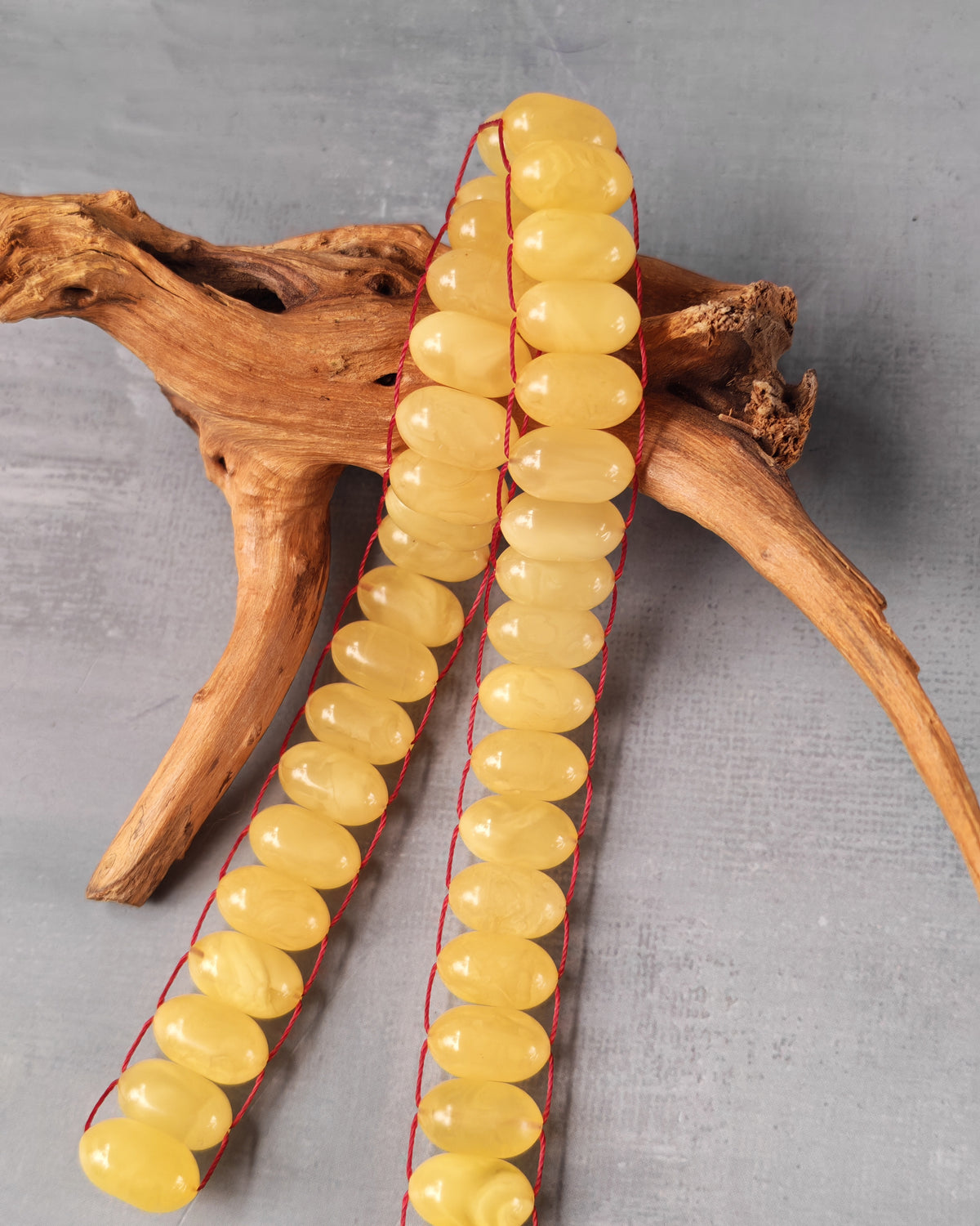 Light Butterscotch Baltic Amber Misbah | 45 Capsule Beads | Flat Design | 13.2 x 7.7mm | 24.6g