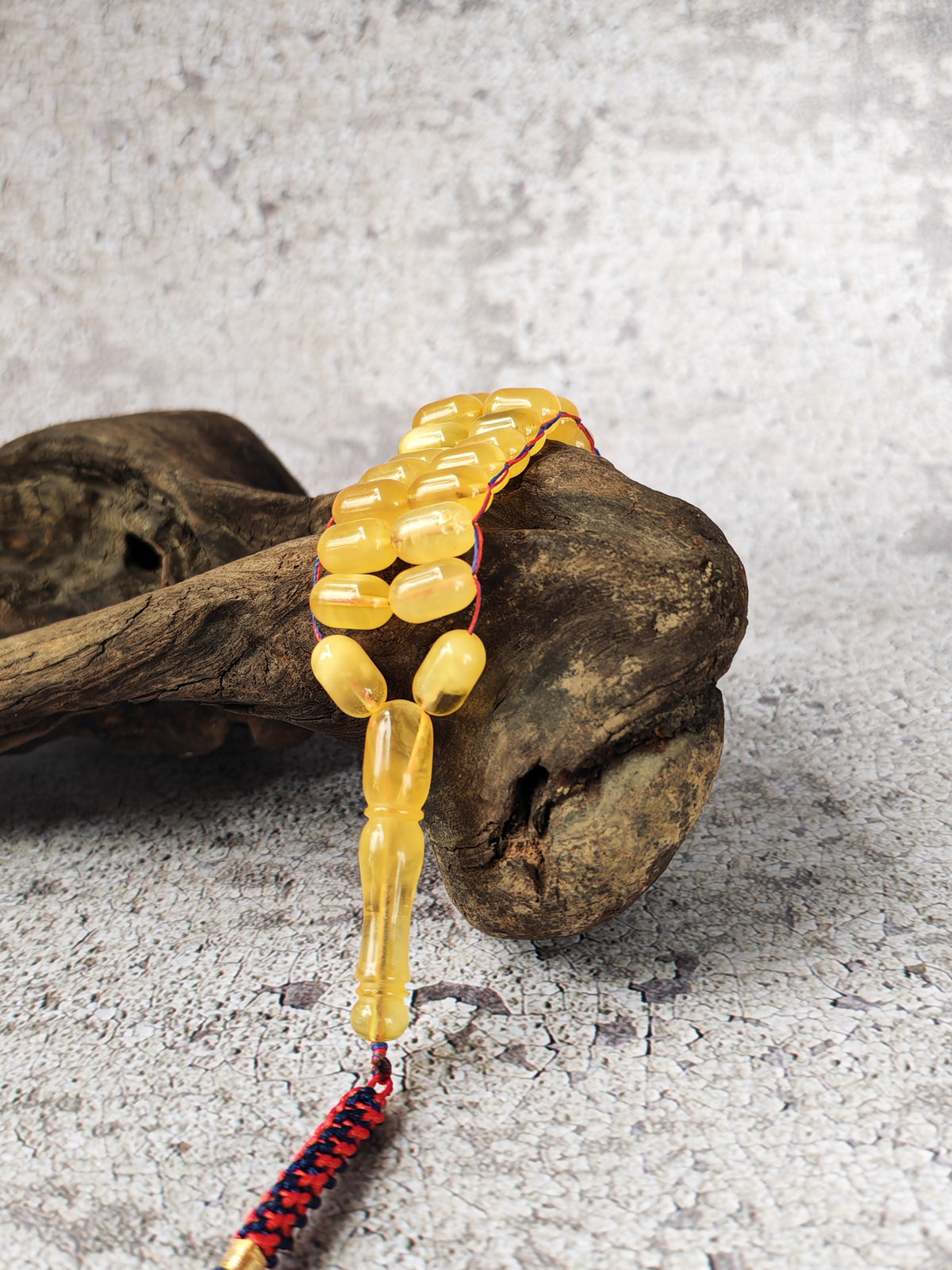Aged Butterscotch & Honey Baltic Amber Tasbih | 50 Barrel Beads | Flat Design | 11.6 x 7mm | 22.3g