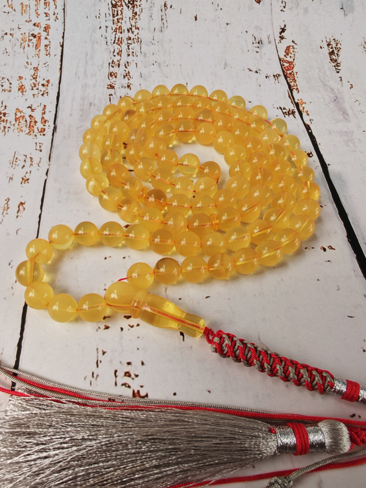 Natural Cloudy Honey Baltic Amber Rosary | 99 Round Beads | 8mm | Half-Half Imami | 28.7g
