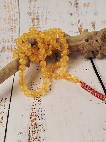 Natural Cloudy Honey Baltic Amber Rosary | 99 Round Beads | 8mm | Half-Half Imami | 28.7g