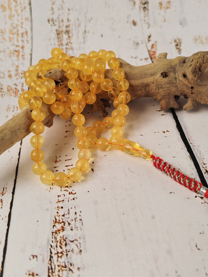 Natural Cloudy Honey Baltic Amber Rosary | 99 Round Beads | 8mm | Half-Half Imami | 28.7g