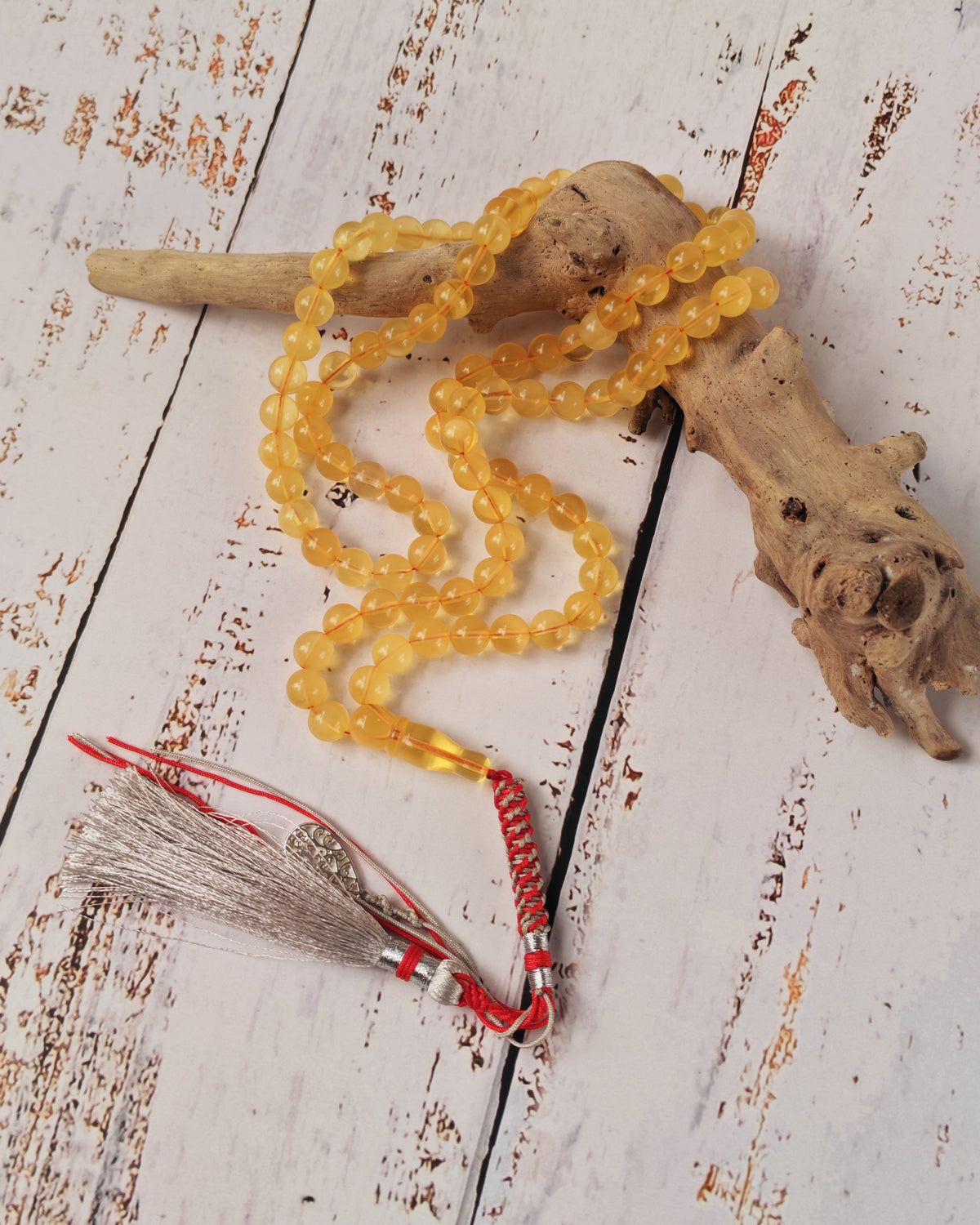 Natural Cloudy Honey Baltic Amber Rosary | 99 Round Beads | 8mm | Half-Half Imami | 28.7g