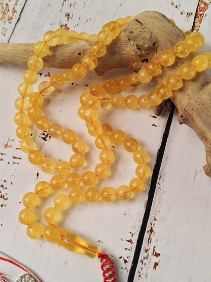 Natural Cloudy Honey Baltic Amber Rosary | 99 Round Beads | 8mm | Half-Half Imami | 28.7g