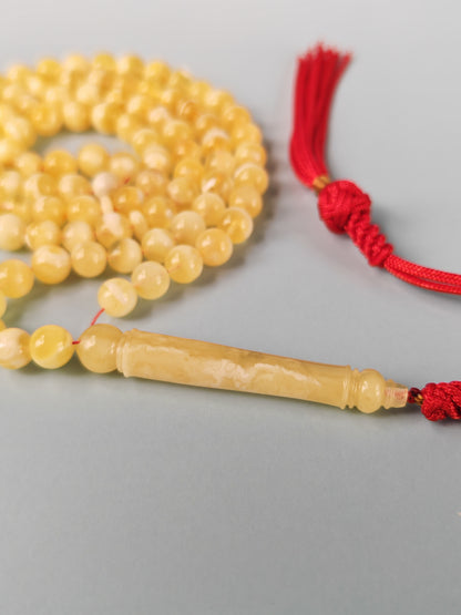 Tiger Baltic Amber Misbah | 99 Micro Round Beads | 6mm | Super Long Imami | 14.5g