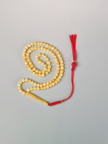 Tiger Baltic Amber Misbah | 99 Micro Round Beads | 6mm | Super Long Imami | 14.5g