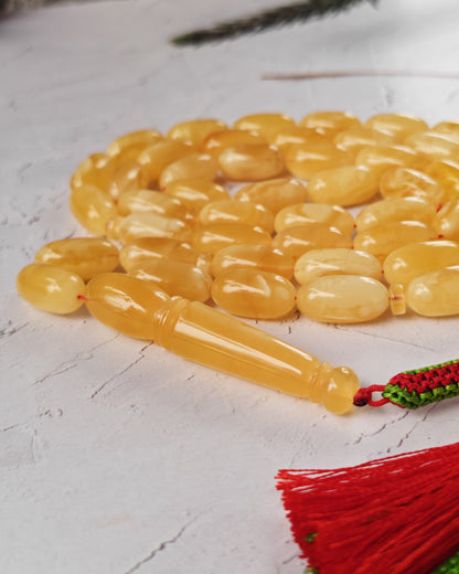 Cloudy Baltic Amber Misbah | 49 Capsule Beads | Natural Inclusions | 57.6g